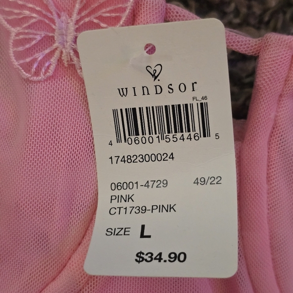 NWT Windsor Pink Butterfly Mesh Crop Top, Size Large - Picture 3 of 4